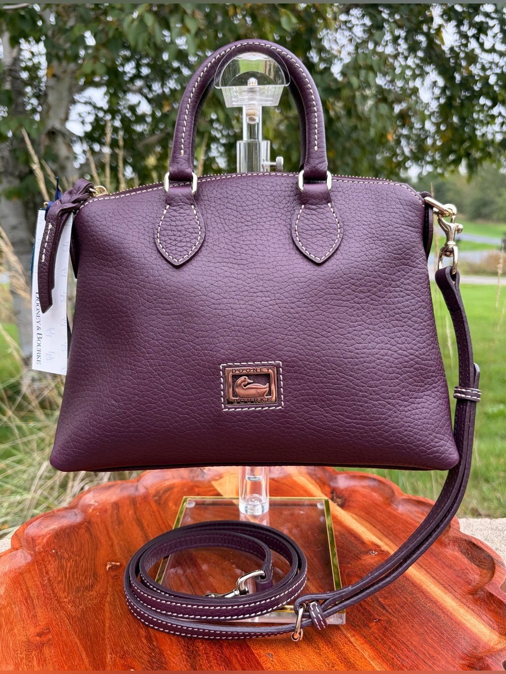 Dooney & Bourke Dillon II Crossbody Satchel Eggplant Purple Leather NWT